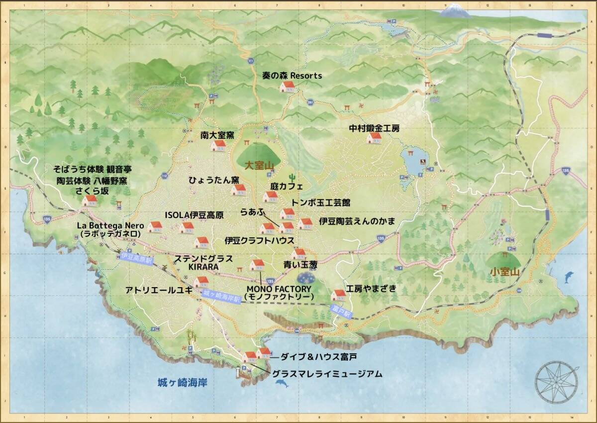 伊豆高原体験村の施設マップ